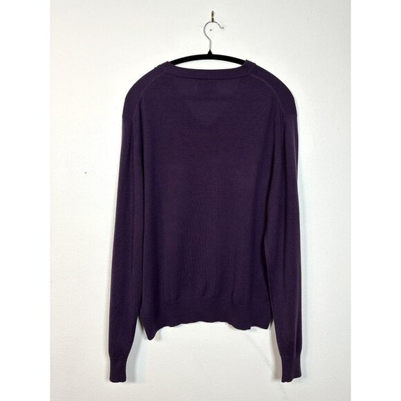 Vintage Haband Lions Den Sweater Large Mens‎ Purple V-Neck Pullover 70L Acrylic - Picture 7 of 8